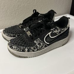 Nike Air Force 1 Low Crater Flyknit Black White - Sz 7.5
