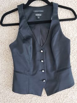 BEBE BLACK VEST TOP EXTRA SMALL