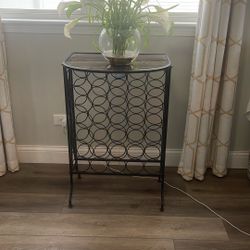 Metal Wine Rack with Smoky Brown Glass Top 