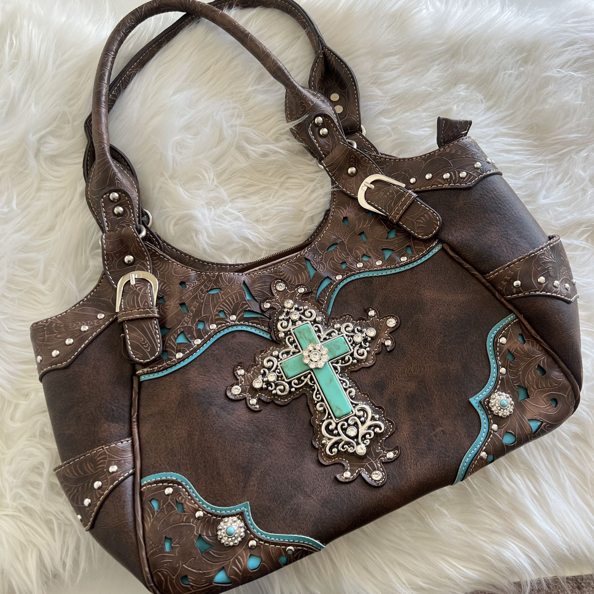 Y2K Vintage Leather Shoulder Bag Western Bohemian 90s Purse