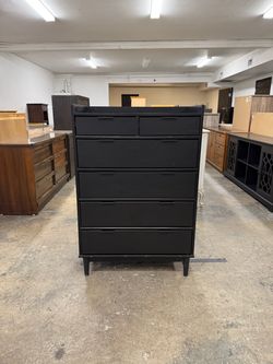 Tall Black Modern 6 Drawer Dresser Chest
