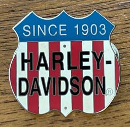 Harley Davidson red white and blue Shield Pin  since 1903