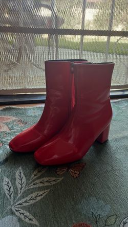 Red Ankle Pleather Boots Size 7