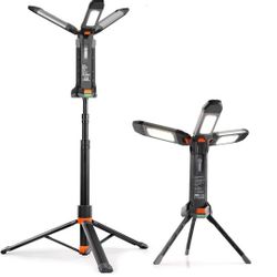 New Rechargeable Work Light with Stand, 4 in 1 Cordless Camping Light, Dimmable LED Detachable Tripod