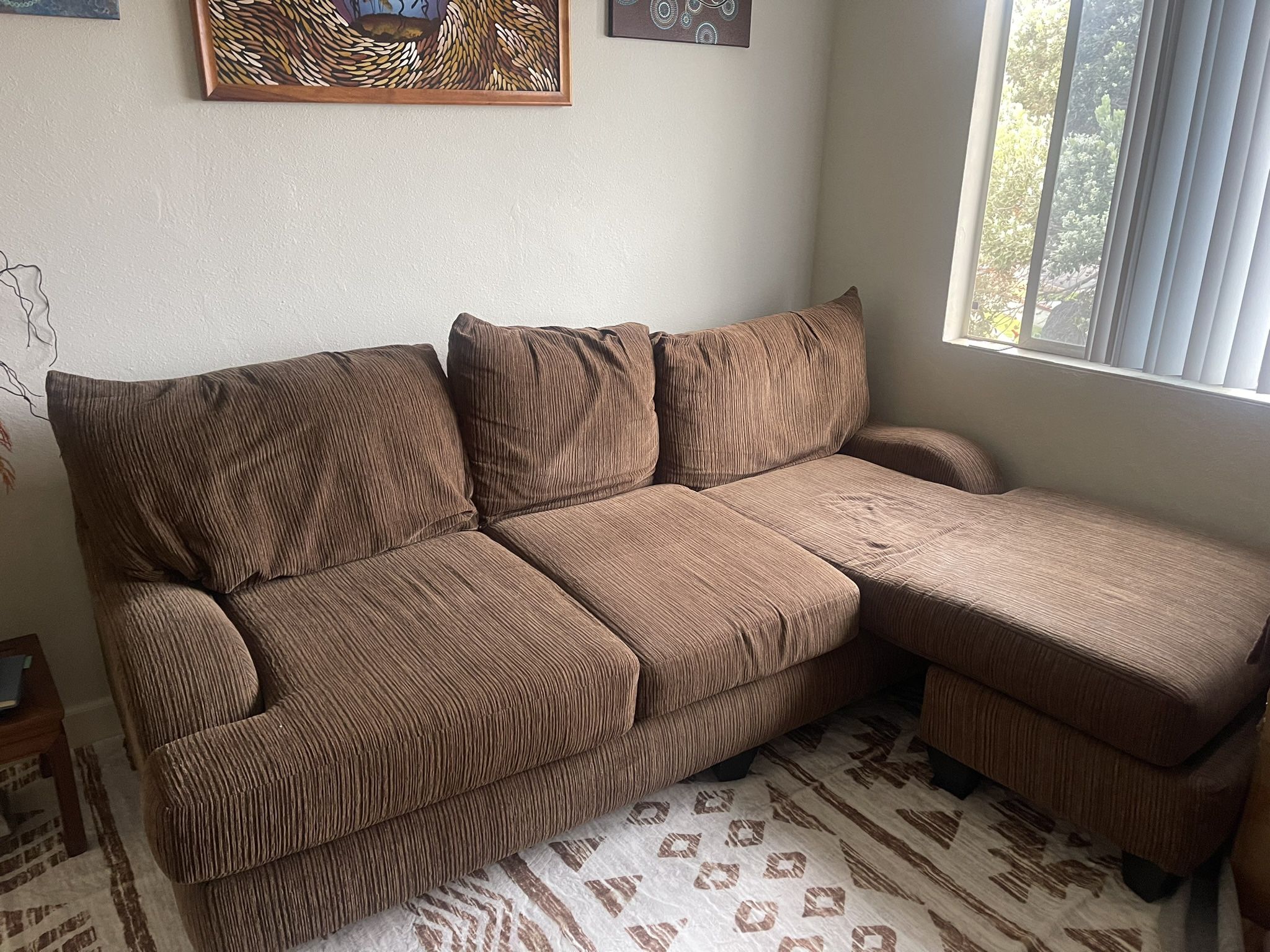 3 Piece Brown Sectional Couch With Chaise 