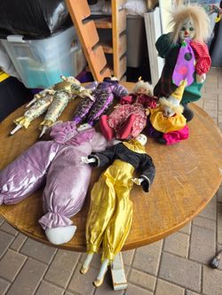 Vintage sugarloaf clown dolls all for $50