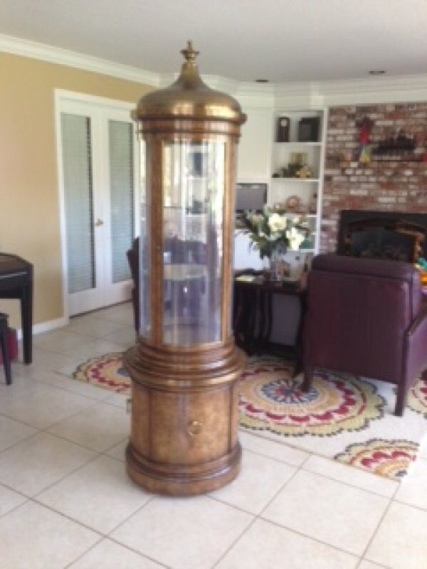 Unique Round Curio Display Cabinet Lighted Burl Unique Round Curio Display Cabinet Lighted Burl Wood Finished Curved Plexigl With 2 Removable Gl Shelves Doors Access To