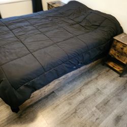 Bed Frame W/ Rollout Drawers, Dresser (TV Stand), Hamper, & 2 Nightstands