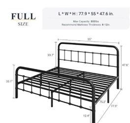 Full size black metal bed frame new