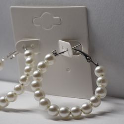 BRAND NEW Hoop Pearl Earrings