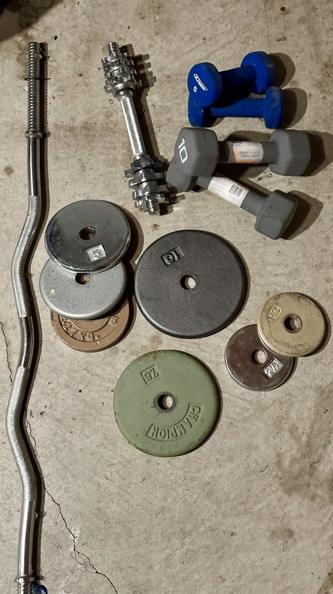 Curl Bar with Dumbbell Set (send Offer)