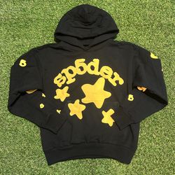 BRAND NEW - SP5DER HOODIE - MEDIUM- BLACK/YELLOW - "BEST OFFER"