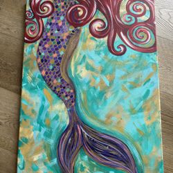 Original Mermaid Acrylic Painting  