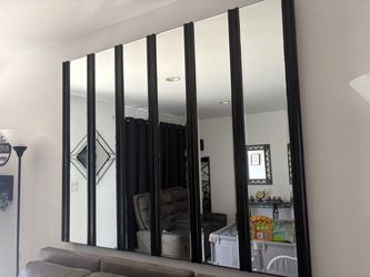 Large Black Multi-Panel Wall Mirror