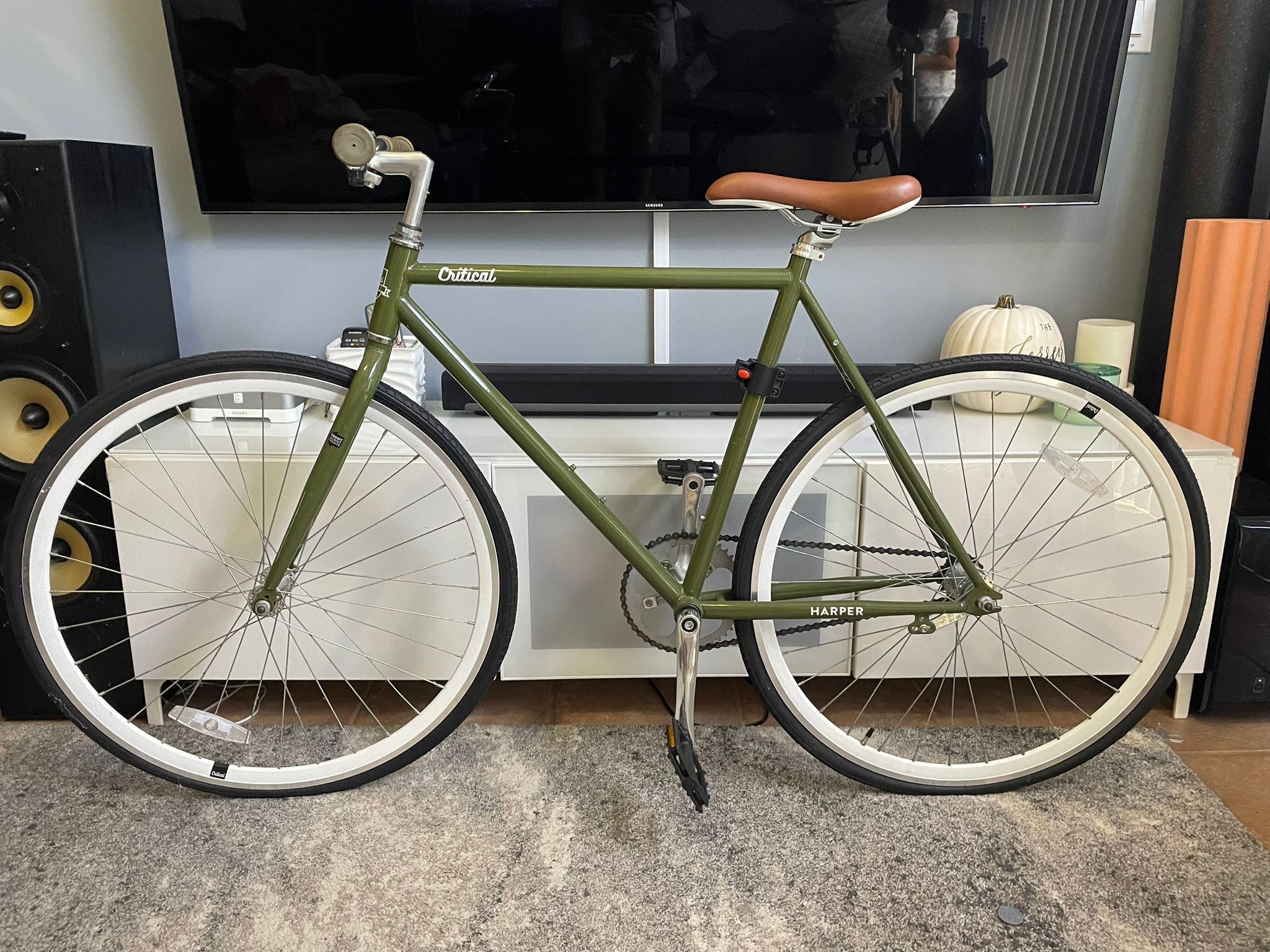 Retrospec Harper Single-Speed Fixie Bike (Olive Drab)