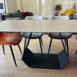 Povison Modern Dining Table - Grey Stone