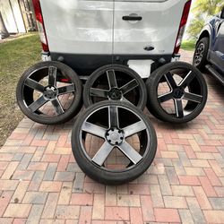 24 inch wheels KMC KM690 rims Satin Black