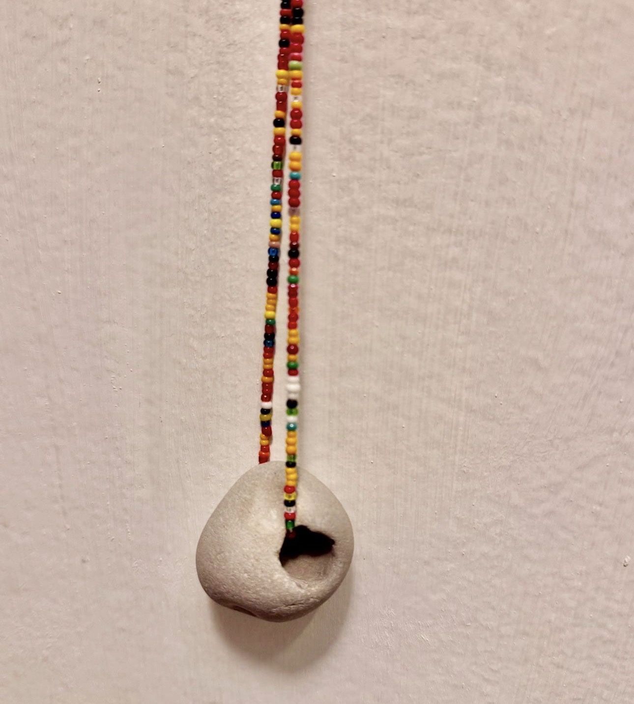 Unique Stone Necklace With Beads Rare Rock Beach Jewelery
