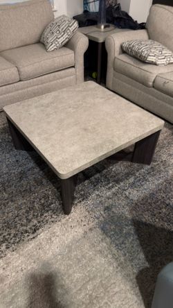Ashley Furniture Contemporary Square Coffee Table and two side tables.