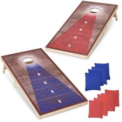 4x2FT Cornhole Game Set with 8 Bean Bags Portable Outdoor Cornhole Boards Set Perfect for Adults Fam  Note：Minors should always use under ad