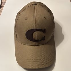 Coach designer baseball cap with leather logo & strap/one size fits all