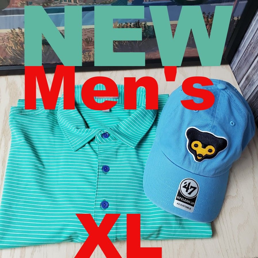 Peter Millar Chicago Cubs Summer Comfort Men's XL Golf Shirt And Adjustable Hat