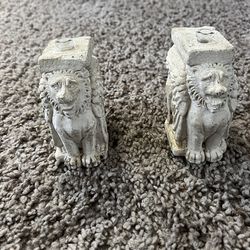 Vintage Winged Lion (Griffin) Column Candle Holders