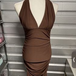 Choclate Brown Halter Dress