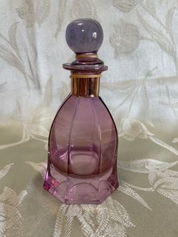 1950’s SC Line Crystal Cranberry Perfume Bottle With Gold Trim Made In Italy