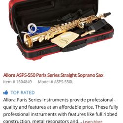 Allora ASPS-550 Paris Series straight Soprano saxophone 