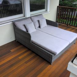 Wicker Wide Loveseat With Cushions