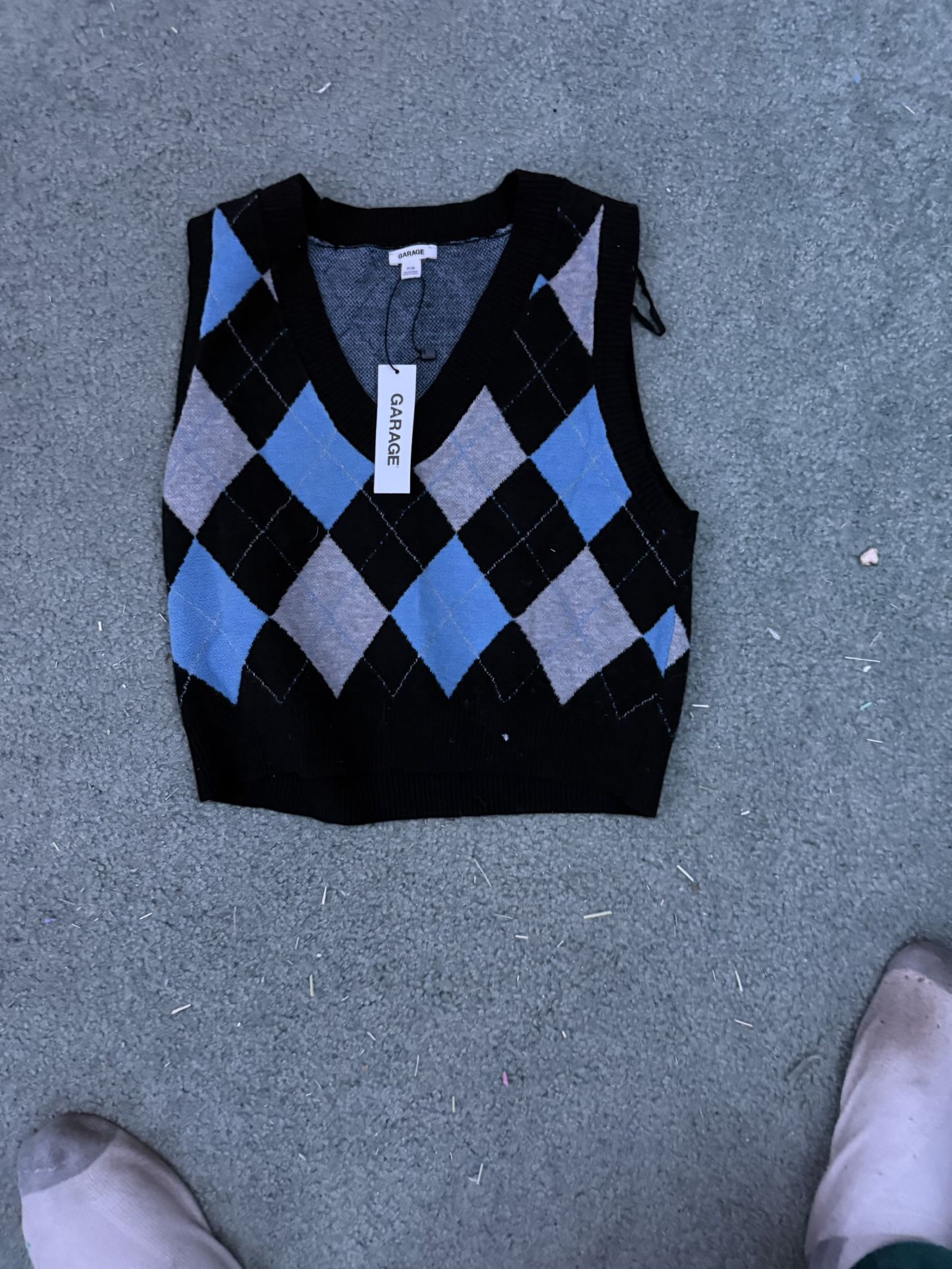 Garage Argyle Sweater Vest Tag included
