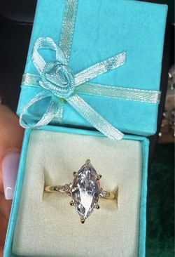💍4 KT High Carbon CZ Marquise Cut 14 Karat Gold Plated 💍