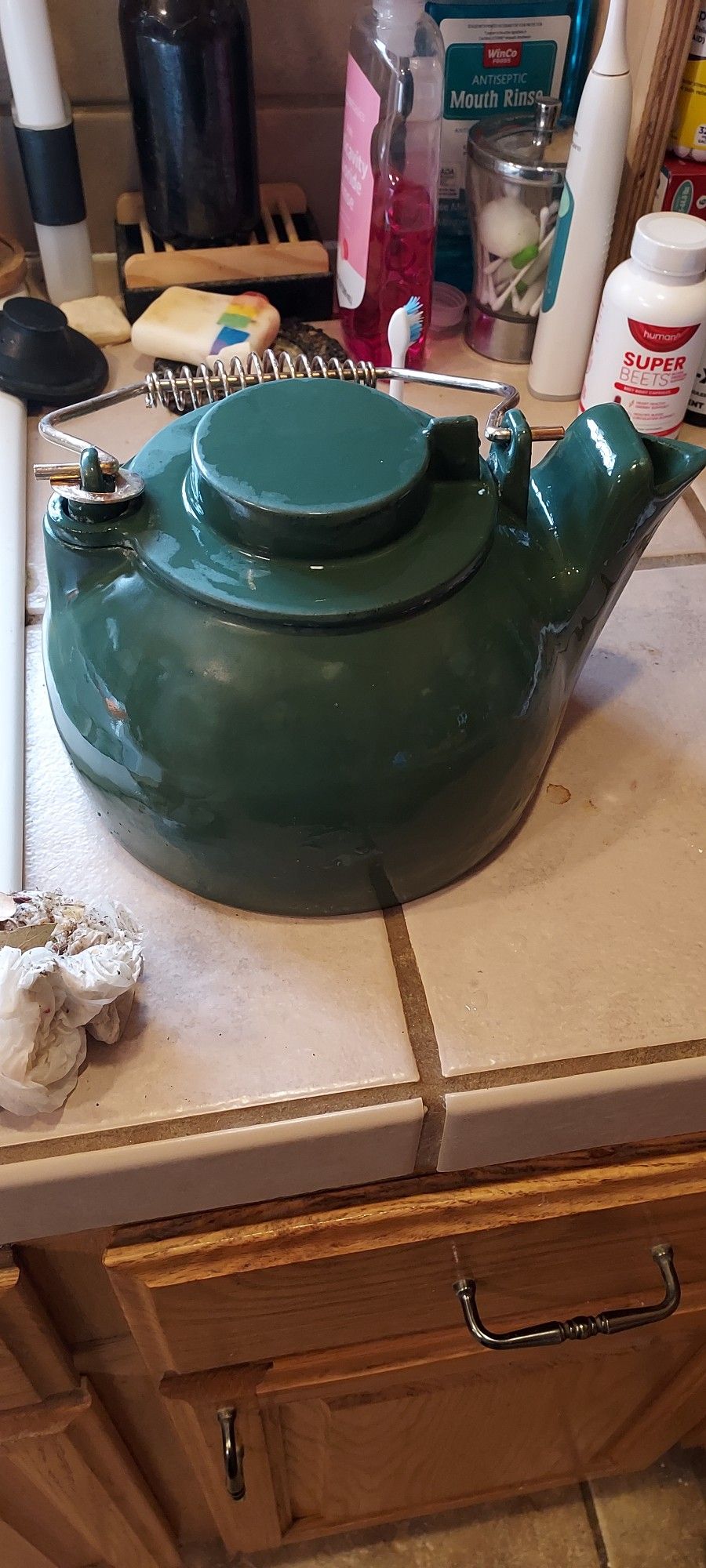 Green Cast Iron Tea Kettle