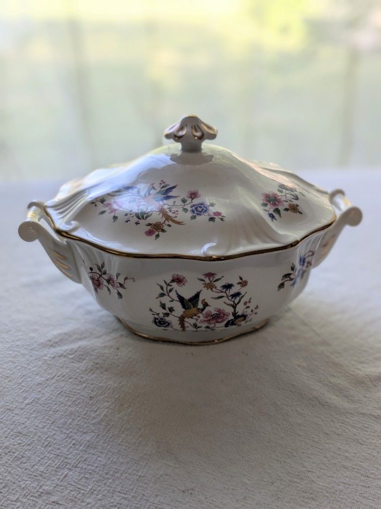 Hammersley Bird of Paradise Covered Dish Bone China Gold Trim