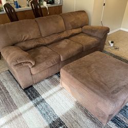 Brown  Couch w/ Ottoman 