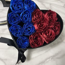2 Tier Heart Shaped Box with Ribbon Flowers