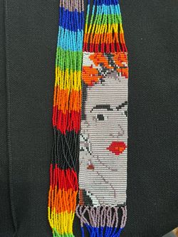 Handmade Huichol Beaded Frida Kahlo Necklace - 15” Long