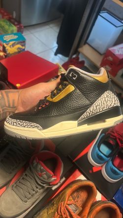 Air Jordan 3 Black Gold Cement Sneaker size 7.5