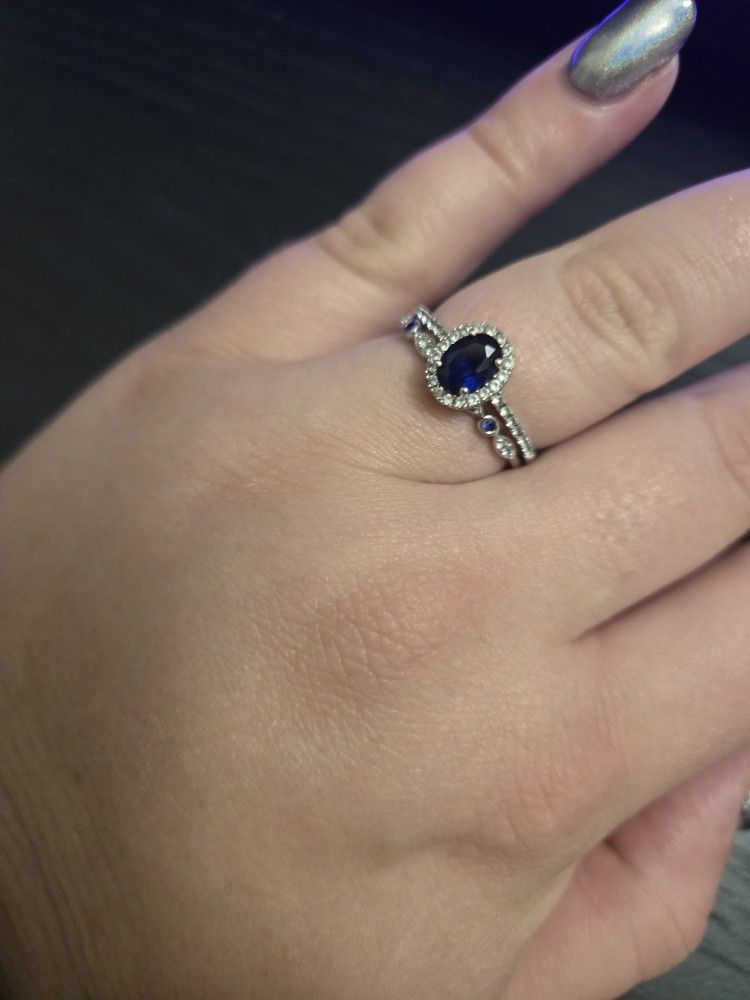 Sapphire And White Gold Bridal Set