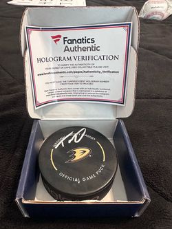 Signed Anaheim Ducks NHL Official Game Puck
