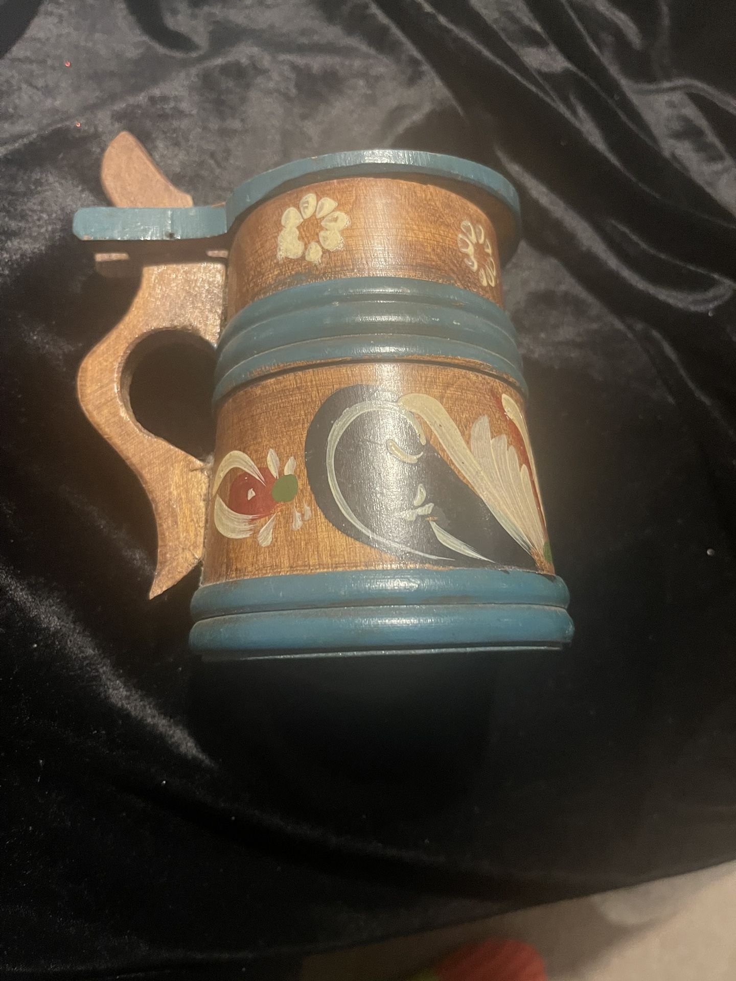 Vintage Handmade Wood Mug With Lid
