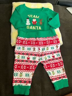 Baby Christmas Two-Piece Outfit Set with Baby boots 6 months
