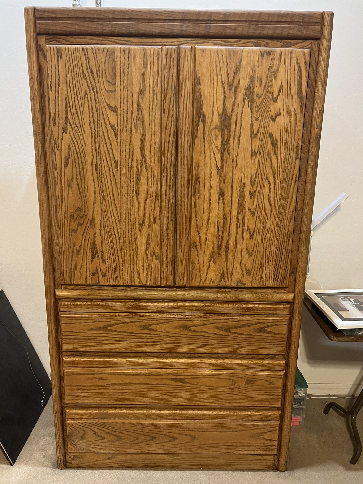 Oak Armoire/ TV Shelf  Solid Wood