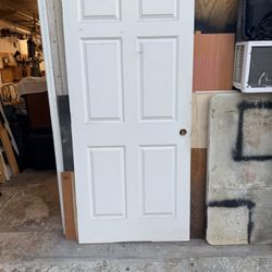 Solid Core 6 Panel 36x80" White Wood Door-Very Good Cond.