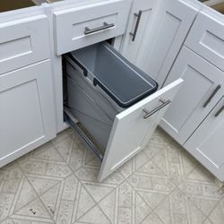 Metal Pull Out Trash Cans Set