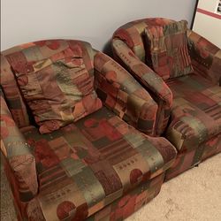 Two Couch Sofa Chairs with Two Pillows