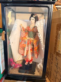 Japanese Geisha-Style Collectible Doll with Display Case – $45