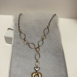 Sterling 925 And 10k Yellow Gold Accents Necklace