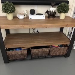 Industrial Farmhouse Console Table, 2 End Tables And Coffee Table